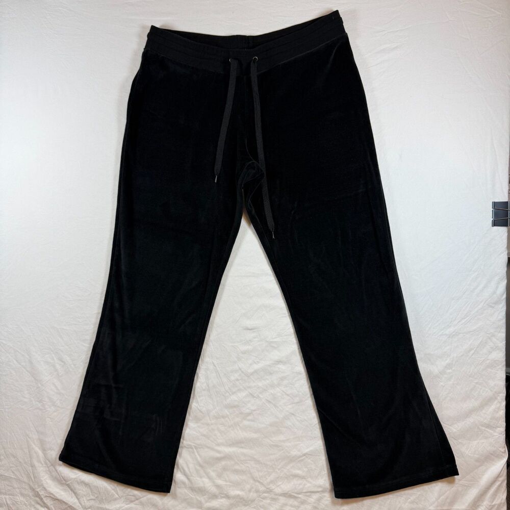 Whisper Me Black Velour Flare Pants Size XL Drawstring Waist